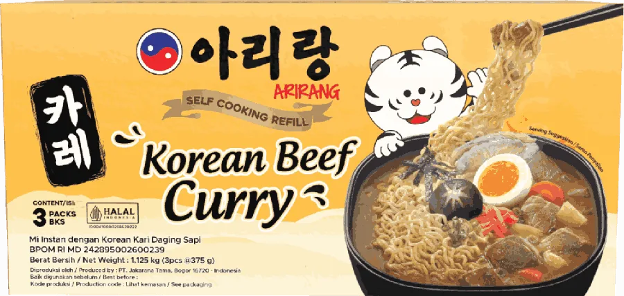 Arirang Self Cooking Refill Korean Beef Curry, 3 refill packs